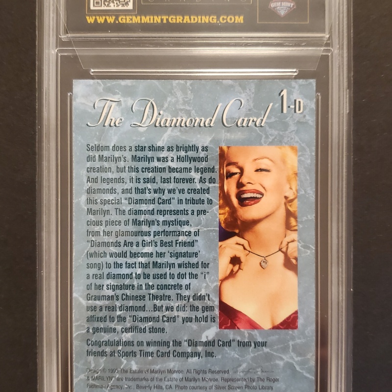 Marilyn Monroe Diamond Certified Card Sports Time Inc 1993 #1-D - Graded 8.0